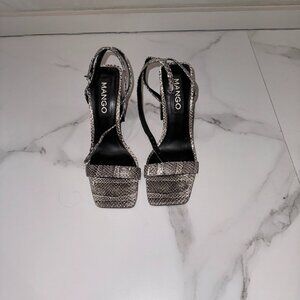 Mango Snakeskin Sandal Heel - Size 38